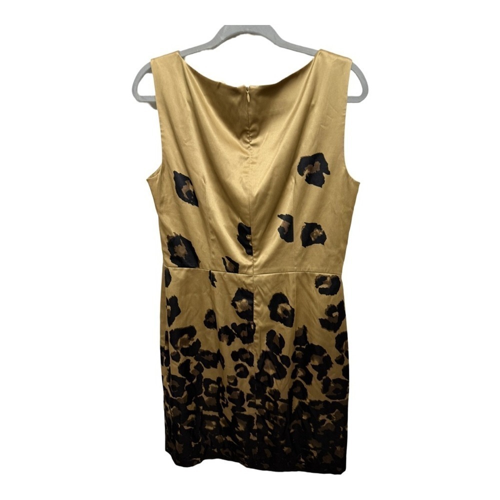 Kenneth Cole Animal Print Pencil Dress Brown Black Spots Size 10 Formal - Picture 4 of 7